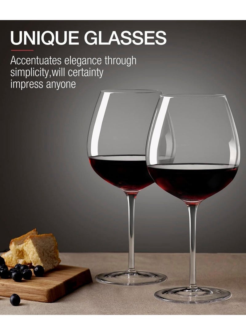 دبي كريستال طقم كؤوس نبيذ أحمر مكون من قطعتين، كؤوس بورغندي كبيرة سعة 23 أونصة، كؤوس نبيذ، كؤوس نبيذ ذات ساق طويلة. - Image 3